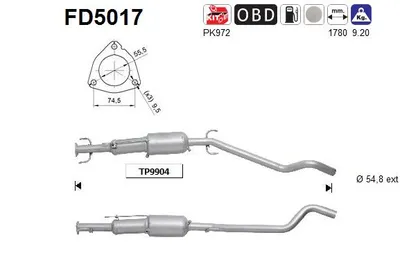 Filtro de partículas Opel ASTRA H · Vauxhall ASTRA Mk V · Opel ASTRA H GTC