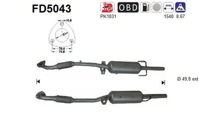Filtro de partículas Opel ASTRA H Estate Van · Opel ZAFIRA B Box Body/MPV · Opel CORSA D