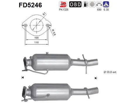 Filtro de partículas Ford TRANSIT V363 Bus · Ford TRANSIT V363 Van · Ford TRANSIT V363 Platform/Chassis