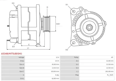 Alternador AS-PL A5348(MITSUBISHI)