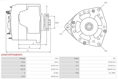 Alternador AS-PL A5367(MITSUBISHI)