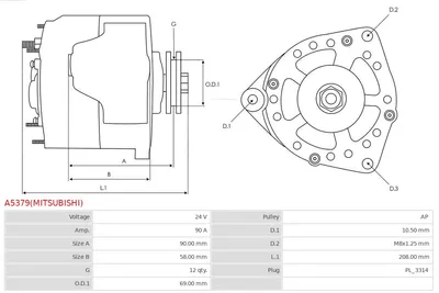 Alternador AS-PL A5379(MITSUBISHI)