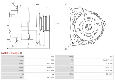 Alternador AS-PL A5483(MITSUBISHI)