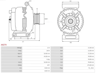 Alternador Chrysler 300C · Lancia THEMA · Renault SCÉNIC I MPV