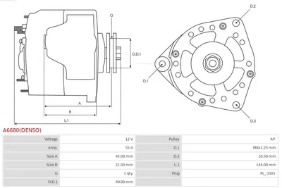 Alternador AS-PL A6680(DENSO)