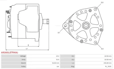 Alternador AS-PL A9160(LETRIKA)