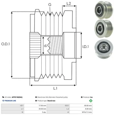 Rueda libre alternador AS-PL AFP0138(INA)