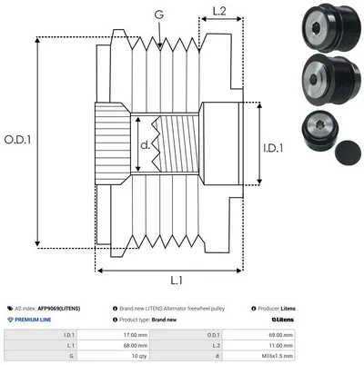 Rueda libre alternador AS-PL AFP9069(LITENS)