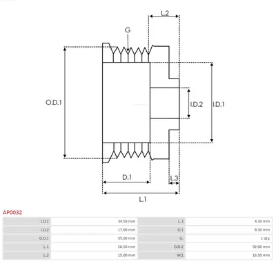 Polea, alternador AS-PL AP0032