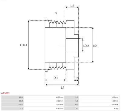 Polea, alternador AS-PL AP3002