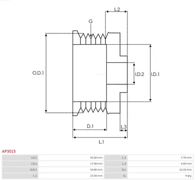 Polea, alternador AS-PL AP3015
