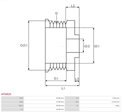 Polea, alternador AS-PL AP3062S