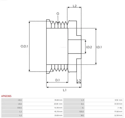 Polea, alternador AS-PL AP6036S