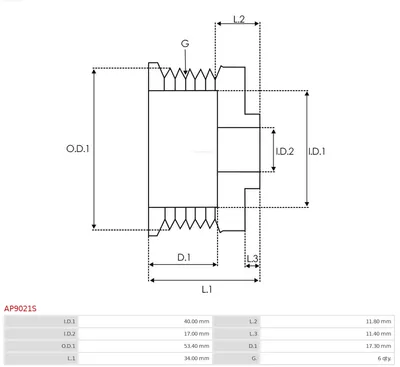 Polea, alternador AS-PL AP9021S