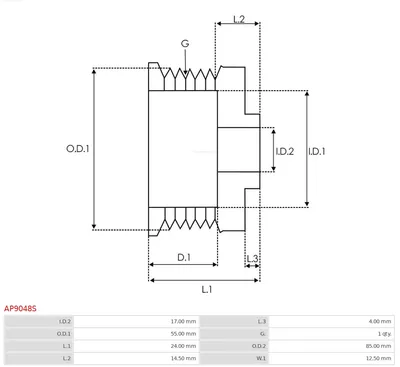 Polea, alternador AS-PL AP9048S