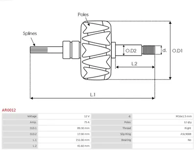 Rotor, alternador AS-PL AR0012