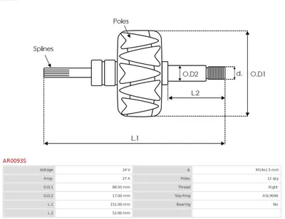 Rotor, alternador AS-PL AR0093S