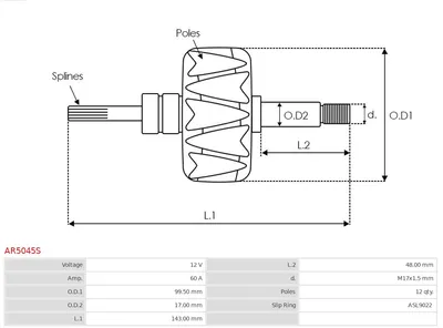 Rotor, alternador AS-PL AR5045S