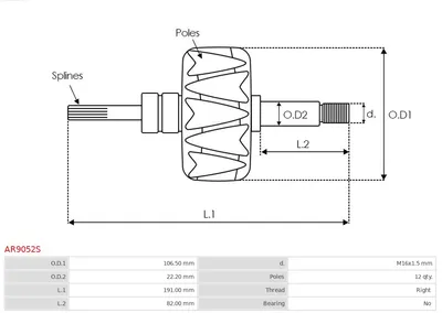 Rotor, alternador AS-PL AR9052S