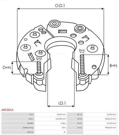Rectificador, alternador AS-PL ARC0014