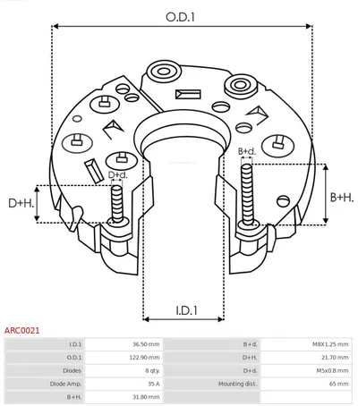 Rectificador, alternador AS-PL ARC0021