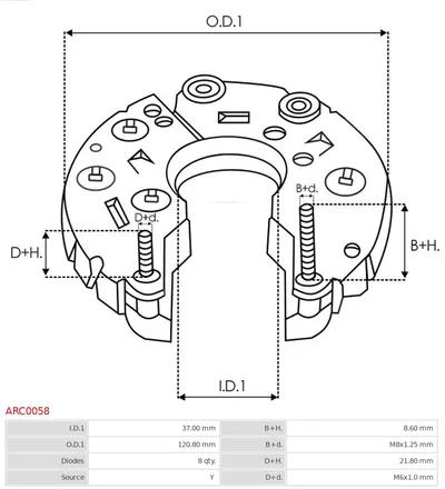Rectificador, alternador AS-PL ARC0058