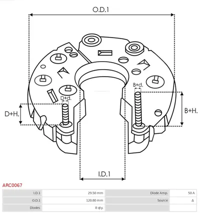 Rectificador, alternador AS-PL ARC0067