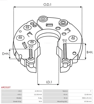 Rectificador, alternador AS-PL ARC0107