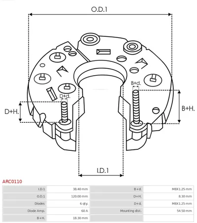 Rectificador, alternador AS-PL ARC0110