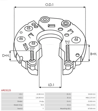 Rectificador, alternador AS-PL ARC0125