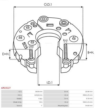 Rectificador, alternador AS-PL ARC0127