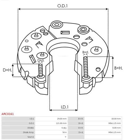 Rectificador, alternador AS-PL ARC0161