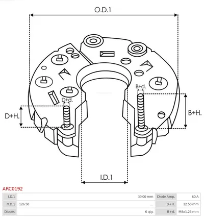 Rectificador, alternador AS-PL ARC0192
