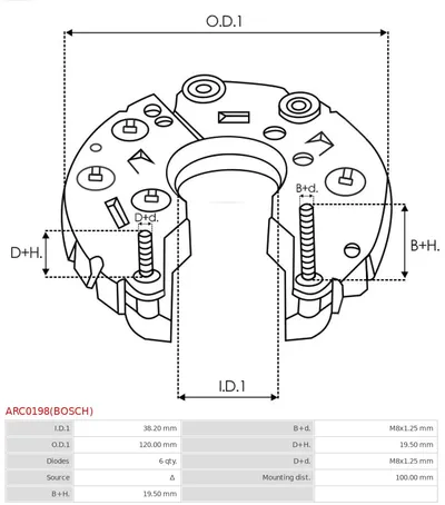 Rectificador, alternador AS-PL ARC0198(BOSCH)