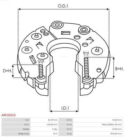 Rectificador, alternador AS-PL ARC0201S