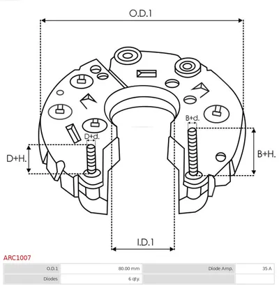 Rectificador, alternador AS-PL ARC1007