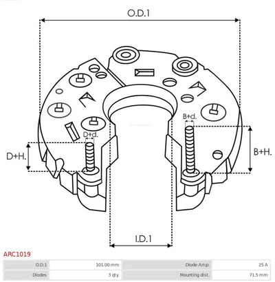 Rectificador, alternador AS-PL ARC1019