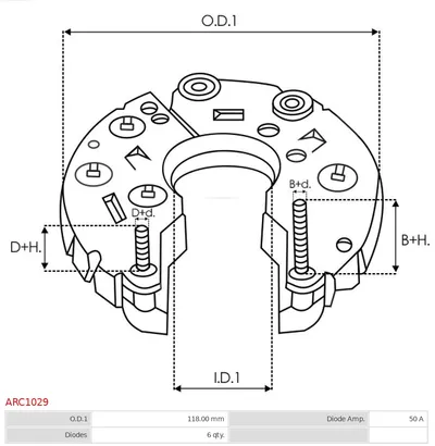 Rectificador, alternador AS-PL ARC1029