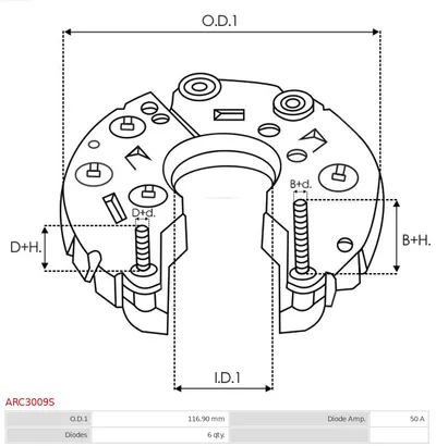 Rectificador, alternador AS-PL ARC3009S