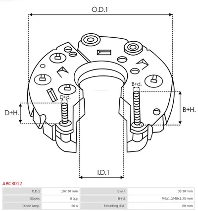 Rectificador, alternador AS-PL ARC3012