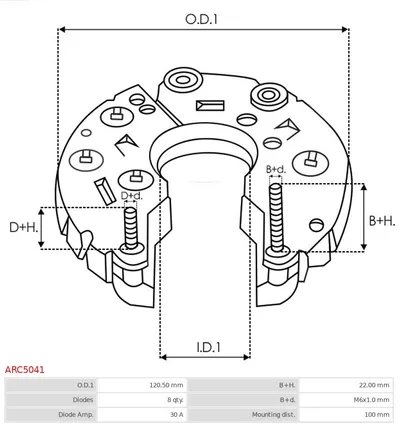 Rectificador, alternador AS-PL ARC5041