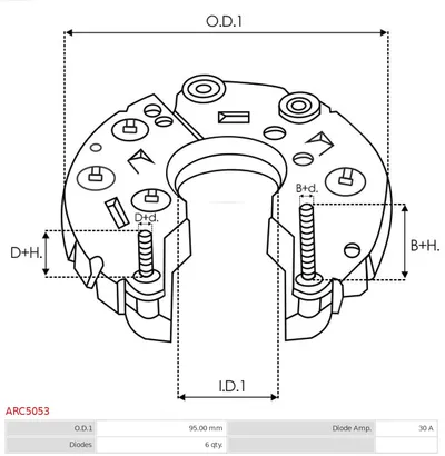 Rectificador, alternador AS-PL ARC5053