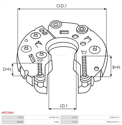 Rectificador, alternador AS-PL ARC5064