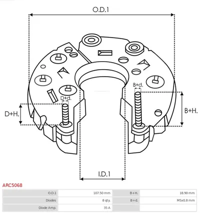 Rectificador, alternador AS-PL ARC5068