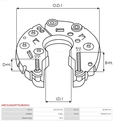 Rectificador, alternador AS-PL ARC5104(MITSUBISHI)