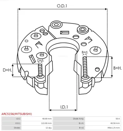 Rectificador, alternador AS-PL ARC5156(MITSUBISHI)