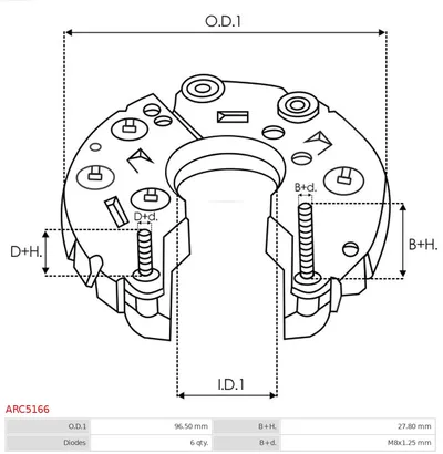 Rectificador, alternador AS-PL ARC5166