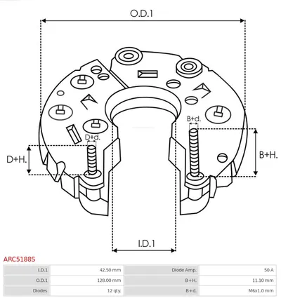 Rectificador, alternador AS-PL ARC5188S