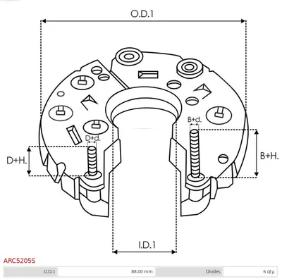Rectificador, alternador AS-PL ARC5205S