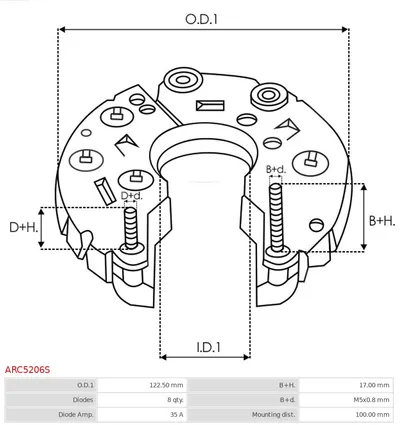 Rectificador, alternador AS-PL ARC5206S